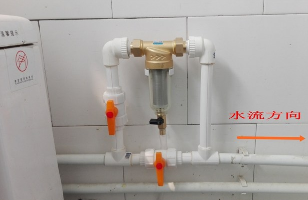 接管連接前置過濾器示意圖，一進一出方便連接和過濾！